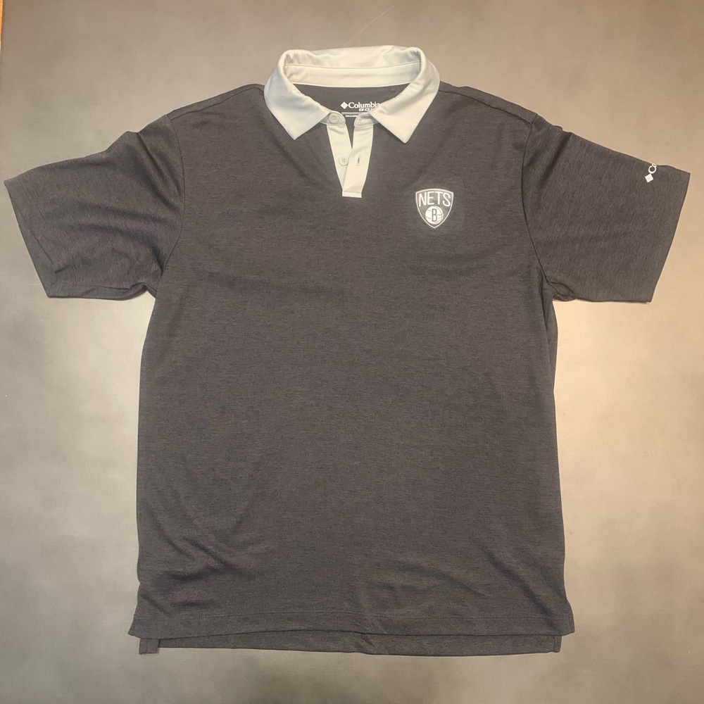 Columbia Golf Mens Large Brooklyn Nets Black Heathered Polo NEW NWOT